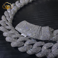 Collier Moissanite Iced Out, passe le test du diamant, style Hip Hop, 20mm, trois rangs, chaîne cubaine en Moissanite VVS