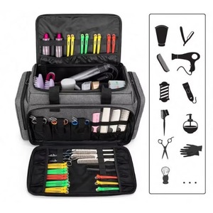 Échantillon gratuit : Sac de coiffeur grande capacité avec séparateurs ajustables, étui de voyage pour barbier pouvant contenir divers outils de coupe de cheveux - Product Image 2