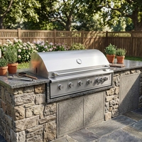 Barbecue à gaz encastrable haute capacité à 6 brûleurs en acier inoxydable avec une surface de cuisson massive et un contrôle précis de la température