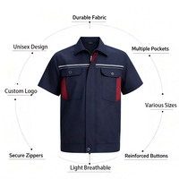Ensemble d'uniformes professionnels unisexes en gros, été, manches courtes, respirant, pour bureau, service, ingénieur, tenue de travail personnalisable