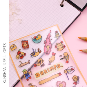Autocollant en vinyle brillant de dessin animé mignon pour carnet, autocollant personnalisé en cristal avec logo d'entreprise, dôme 3D en époxy, vente en gros - Product Image 2