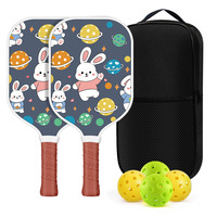 Raquette de pickleball pour enfants, motif dessin animé mignon, en bois de peuplier, épaisseur 11 mm, ensemble de raquettes de pickleball pour divertissement et sport parent-enfant