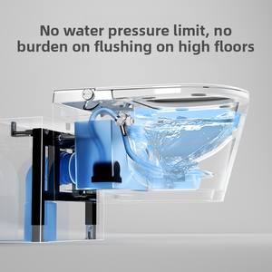 Authentique nouveau modèle de toilette intelligente officiel mural entièrement automatique Siphon <span class=keywords><strong>suspendu</strong></span> toilette murale P-Trap mousse intégrée - Product Image 3