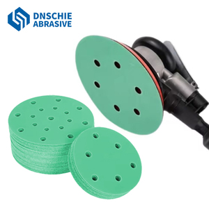 Fabrik OEM <span class=keywords><strong>6</strong></span> Zoll <span class=keywords><strong>6</strong></span>-Loch Schleifscheibe Schleifpapier Scheibe Grüner Film Klettverschluss Langlebige Schleifscheibe zum Polieren von Autolack - Product Image 1