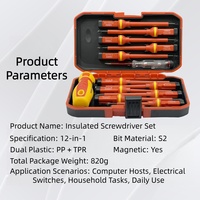 Jeu de tournevis isolés industriels professionnels, embout magnétique, embouts Torx, Phillips, fendus, pochette, 13 pièces, bricolage, OEM personnalisable