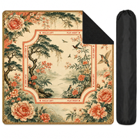 Tapis de Mahjong Vintage Corail Pivoine Oiseau pour Table, Motif Floral Jardin Chinoiserie, Jeu Américain, Cadeau Premium pour Joueurs, Fabriqué en Chine