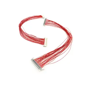 Custom compact 0.4mm Pitch 30pin Red Mini Coax LVDS Cable 30pin ribbon wire terminal cable assembly Applied for led