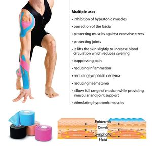 Bande élastique de kinésiologie pour soutien du genou - 5 m de longueur, 5 cm de largeur, bandes adhésives médicales auto-adhésives pour le sport - Product Image 6