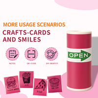 Rouleau de papier thermique direct imperméable Pink Meow, étiquettes adhésives de forme personnalisée pour imprimante Bluetooth portable, notes, mémos, étiquettes