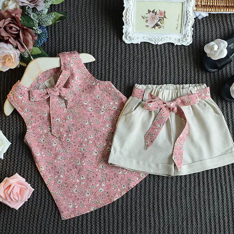 Conjunto de ropa de verano para niñas, falda, Top de Color sólido con falda, bonito conjunto de ropa de 2 piezas a la moda para niñas pequeñas