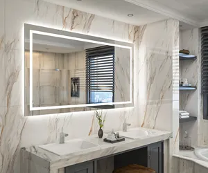 Espelho de banheiro do oem, espelho moderno de parede montado retroiluminado anti-neblina espelho led inteligente de alta definição