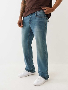 Jeans en denim pour homme HaiYao 2026, de haute qualité, sur mesure, bleu délavé, coupe droite, broderie, streetwear, hip-hop, OEM ODM, décontracté, en coton - Product Image 1