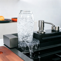 Meilleure vente : Évier de cuisine encastré intelligent fait main 75x45cm en acier inoxydable noir, cuve unique, avec robinet cascade LED, pour appartement