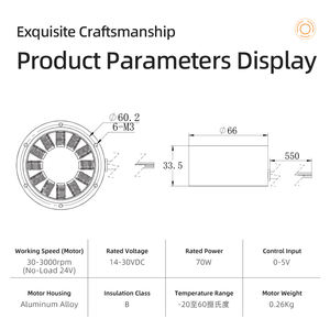 Moteur CC sans balais à haut rendement et faible bruit avec rotor court à 8 pôles pour la régulation de vitesse de précision industrielle - Product Image 3