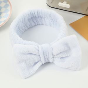 Korean Style Bowknot <b>Headband</b> Women Soft Plush Face Wash Hair Band Candy Color Skincare Spa Makeup Beauty Hair Accessories - Product Image 3