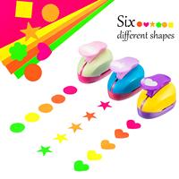 Ensemble de 6 poinçons à papier pour loisirs créatifs de 2,2 pouces, en forme de cœur, cercle, étoile, fleur, carré, cercle ondulé, pour projets d'artisanat et de bricolage
