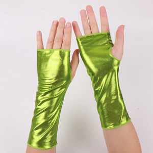 Gants courts sans doigts pour femmes, style punk, pour Halloween, soirée dansante, en cuir PU brillant - Product Image 6