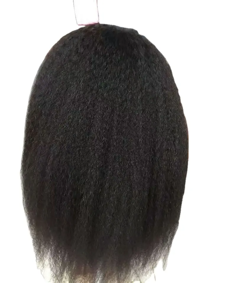 Peluca recta rizada 11/11 de cabello virgen con luz solar 13x4, sin pegamento, encaje brasileño, Yaki