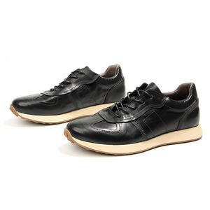 Washed Horseskin Running Shoes Men's Casual Genuine Leather Retro Distressed Fashionable Forrest Gump Shoes <b>Black</b> Light Brown - Product Image 3