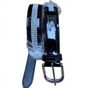 Cinturones Ecuestres de Cuero Hechos a Mano de Alta Calidad, Personalizables, Anchos, con Cristales de Imitación y Patente, para Pantalones Ingleses - Product Image 1