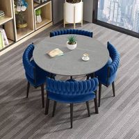 Ensemble de salle à manger rond en pierre frittée, peu encombrant et pliable, idéal pour petites maisons, boutiques, réceptions et négociations