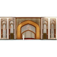 Mosaïque géométrique islamique en marbre pour mosquée, motif incrusté au jet d'eau, carrelage de sol en pierre pour mosquée