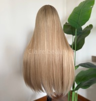 Perruque juive en dentelle en stock, couleur blonde avec mèches, sans perte de cheveux, sans nœuds, en dentelle suisse, perruque juive en cheveux humains casher
