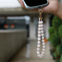 Dragonne de téléphone en pierres naturelles perlées, améthyste et obsidienne, faite à la main, chaîne de perles rondes avec intercalaire doré, cordon court pour coque de téléphone