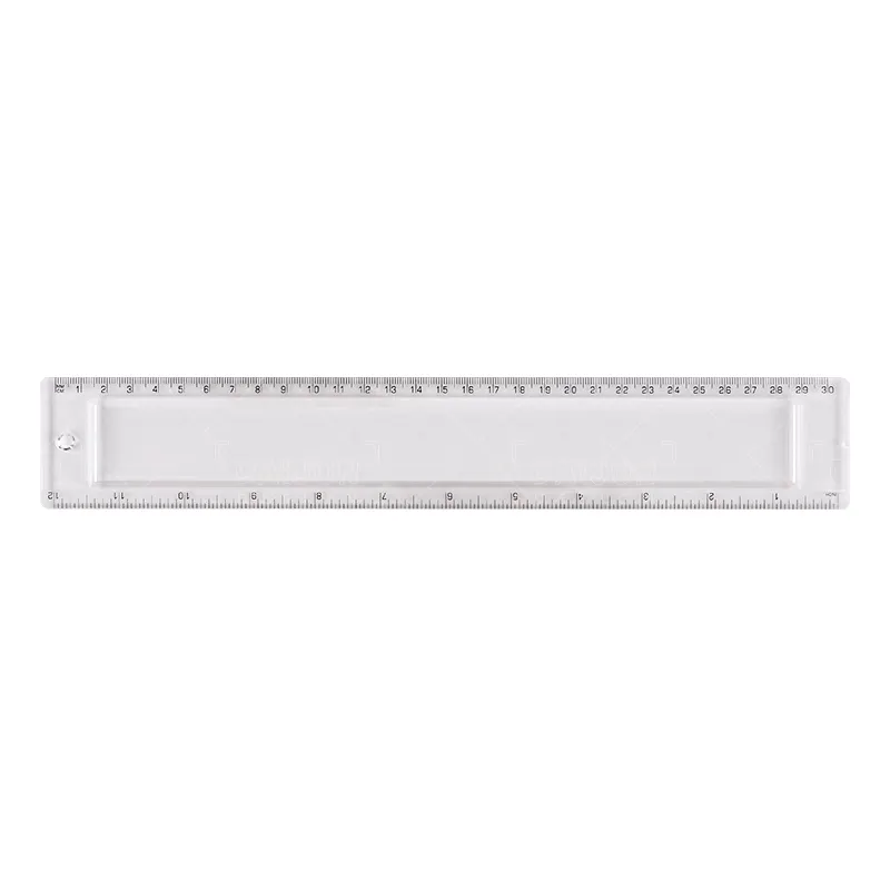 Plastic Scale Ruler 30cm Ruler Actual Size Transparent Clear Custom Logo School Student Teaching Ruler