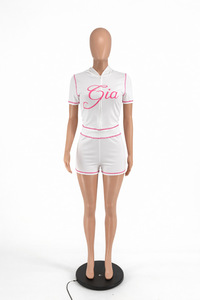 PEEQI D10170 Completo Estivo da Donna Due Pezzi con Stampa Lettering, Top con Cappuccio a Maniche Corte e <span class=keywords><strong>Pantaloncini</strong></span>, Set 2 Pezzi per Donna - Product Image 5