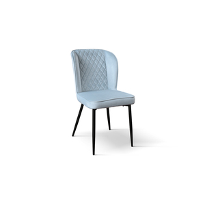 Set di 4 sedie Simona in velluto azzurro con gambe in metallo, sedie da pranzo per interni - Product Image 1