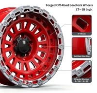 Jantes Beadlock Forgées Rouges Tout-Terrain 17-19 Pouces 5x139.7 5x127 pour Camion 4x4 SUV Jeep Ford Chevrolet GMC Toyota
