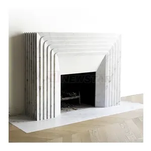 Newstar Stone Indoor Decoration Modern Luxury Italian White Marble Fireplace Mantel Marble Fireplace