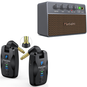Système de <span class=keywords><strong>guitare</strong></span> <span class=keywords><strong>sans</strong></span> <span class=keywords><strong>fil</strong></span> FW2D 2,4 GHz avec prise silencieuse exclusive, amplificateur de guitares électriques FBA-10 10W Drive/Clean Tone - Product Image 1