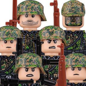 第二次世界大戦ドイツ軍兵士ミニアクションフィギュアビルディングブロック春オークリーフ迷彩ヘルメット歩兵陸軍レンガおもちゃ - Product Image 1