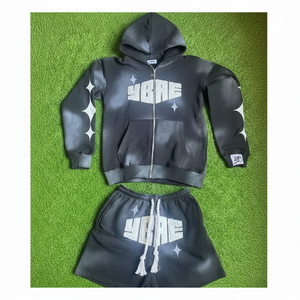 เซ็ตเสื้อยืดผ้าฝ้าย100% มีสไตล์สำหรับผู้ชายเซตเสื้อเชิ๊ตกางเกงขาสั้นผ้าคอตตอนแบบเย็บปักแบบพรีเมียมสำหรับฤดูร้อน - Product Image 1