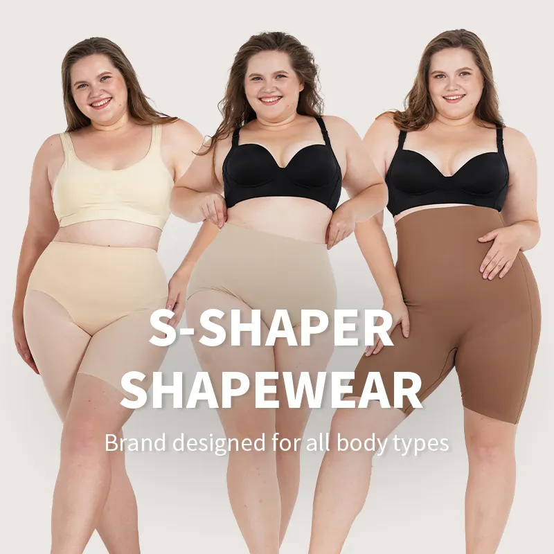 S-SHAPER artı boyutu dikişsiz kadın karın kontrol kuşak zayıflama Shapewear yüksek bel külot şort
