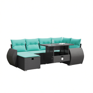 Ensemble de canapés de patio en polyrotin gris avec coussins, meubles d'extérieur durables avec rangement - Product Image 1