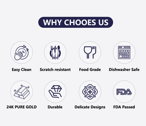 Bộ đồ ăn sứ cao cấp Karosa 24 món, kiểu dáng sang trọng, chất liệu xương sứ, họa tiết nổi vàng. - Product Image 6