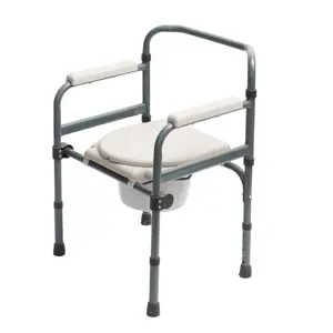 支持体重高达350磅的减肥个体折叠钢床头马桶椅，便携式马桶