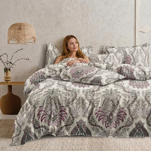 Factory Wholesale Modern 3-Piece 100% Cotton Bedding <b>Set</b> | Floral Pattern Bedspread Bed Sheet <b>Set</b> Curtains | Soft Durable 400TC - Product Image 1