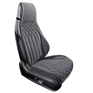 Coussin de siège de voiture universel, une seule pièce, tissu en maille ventilé, motif diamant, pour la rangée avant, ensemble double siège, gris clair, quatre saisons - Product Image 5