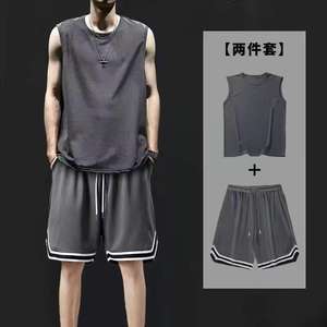 Ensemble de sport décontracté pour homme : Maillot de basketball respirant en soie glacée à séchage rapide et short tendance pour jeunes - Product Image 2