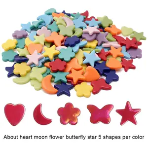 Tile Art Online Shop Recycled Glass Colorful Moon Stars Shape Bulk Art Diy Craft Glass Mosaic Tiles