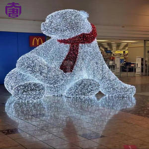 Escultura de oso con marco de metal iluminado en 3D con luces LED para decoración navideña en centros comerciales y plazas de parques. - Product Image 5