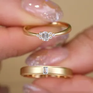 2024 nouvelle bague de mariage en or véritable 10k 14K 18K bague en or diamant moissanite bague de mariage pour hommes et femmes personnalisation de bijoux
