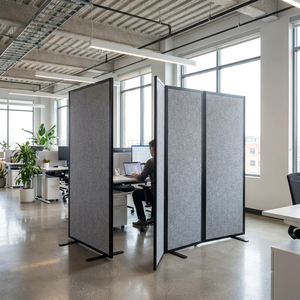 Cloison acoustique autoportante à 3 panneaux, cloison mobile moderne pour hôtel, cloison insonorisée, séparateurs de pièce, NRC 0,75-0,9, ignifuge - Product Image 4