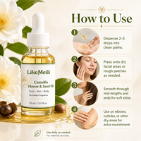 Huile de graines de camélia naturelle 30ml – Huile de beauté légère pour le visage, les cheveux et le corps – Brillance, adoucissement, hydratation quotidienne
