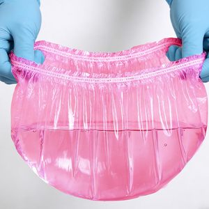100 unidades/set Gorros de Ducha Desechables de Plástico Impermeables Rosados para Spa, Salón, Hotel, Tinte de Cabello, Gorro Elástico para Mujer, Baño - Product Image 3