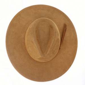 Sombreros Fedora de Gamuza al por Mayor con Ala Ancha de 10 cm, Estilo Casual Unisex para Fiestas, Negocios, Pesca, con Cinta y Cuerda Color Durazno - Product Image 4